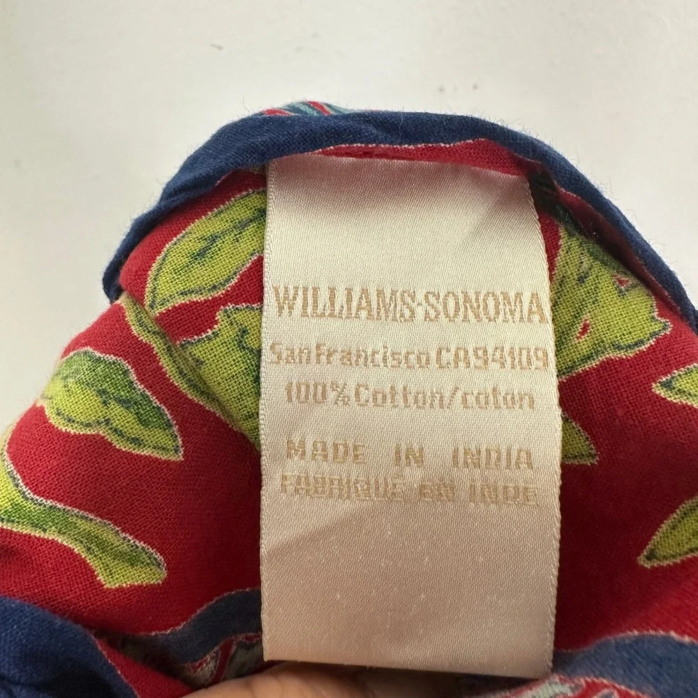 Williams Sonoma Red Cotton Round Tablecloth Floral Butterfly Provence